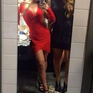 Bebe Tight Red Lace Dress